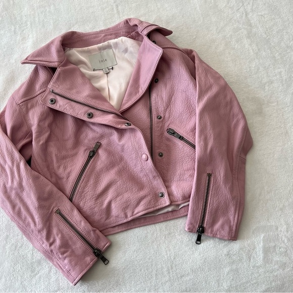 JOIE Akirako Leather Moto Jacket In Fleur D-isle - Picture 6 of 13